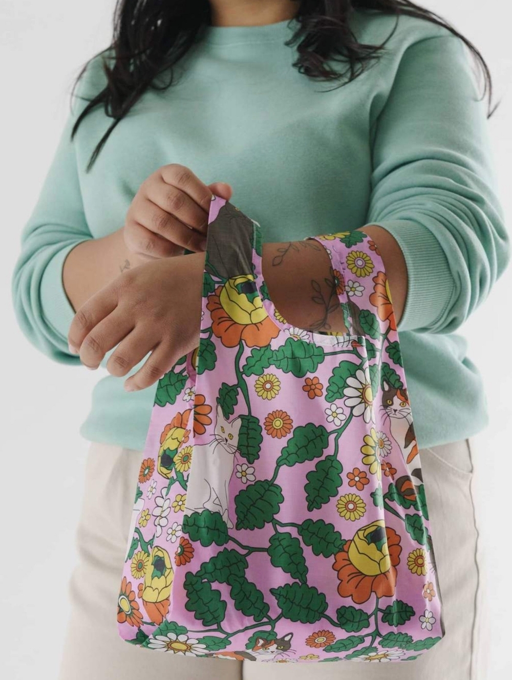 NWT BAGGU Baby Printed Reusable Tote Daisy Cat - Picture 2 of 2